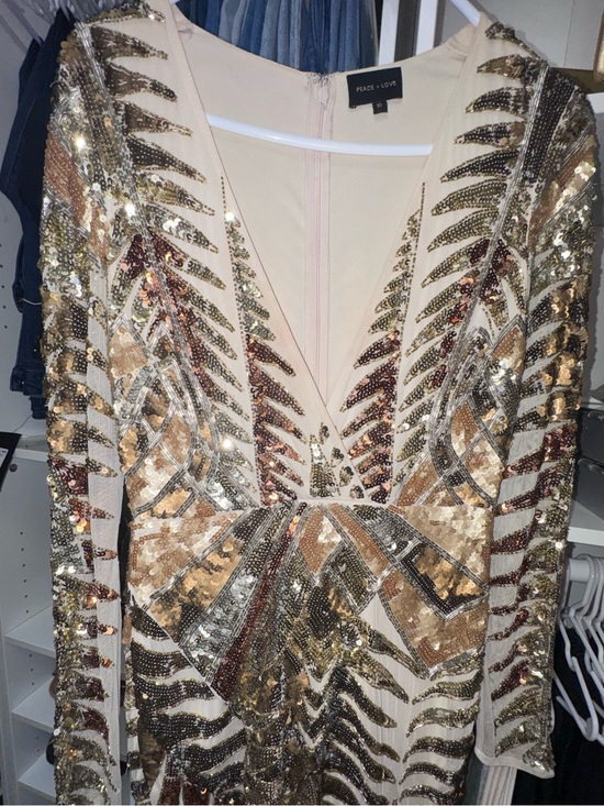 peace and love Dresses & Skirts - Gold Sequin Long Sleeve Dress UK 10 , US 6